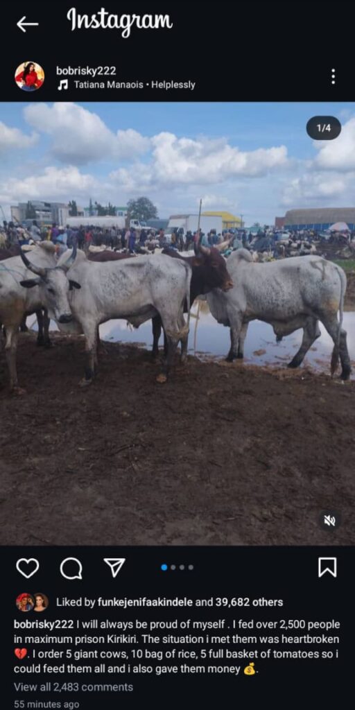 "I Fed Over 2,500 Inmates In Kirikiri Prison With 5 Cows, 10 Bags Of Rice” – Bobrisky 2 "I Fed Over 2,500 Inmates In Kirikiri Prison With 5 Cows, 10 Bags Of Rice” – Bobrisky