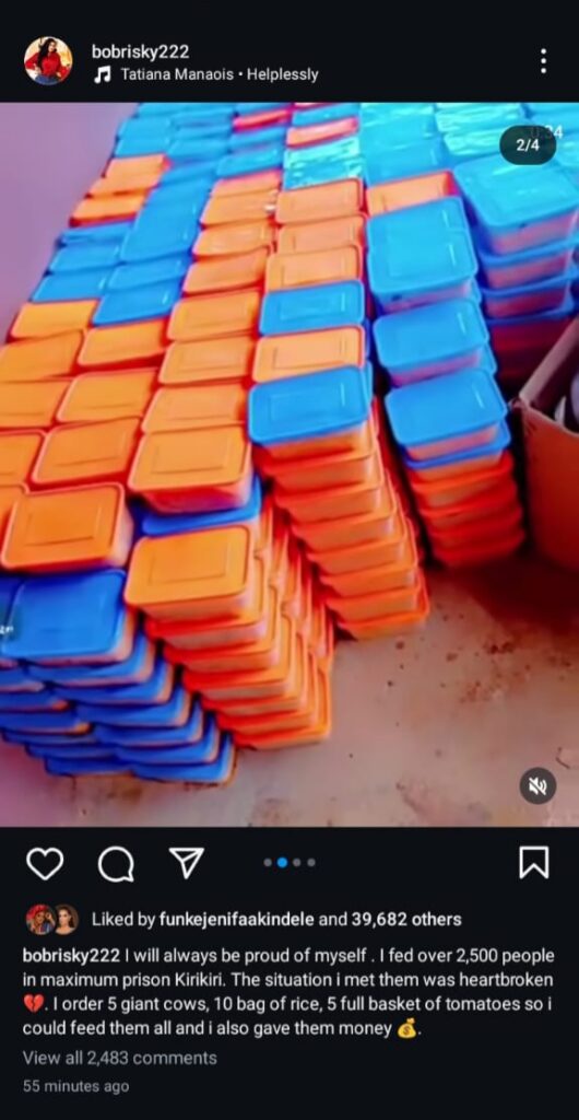 "I Fed Over 2,500 Inmates In Kirikiri Prison With 5 Cows, 10 Bags Of Rice” – Bobrisky