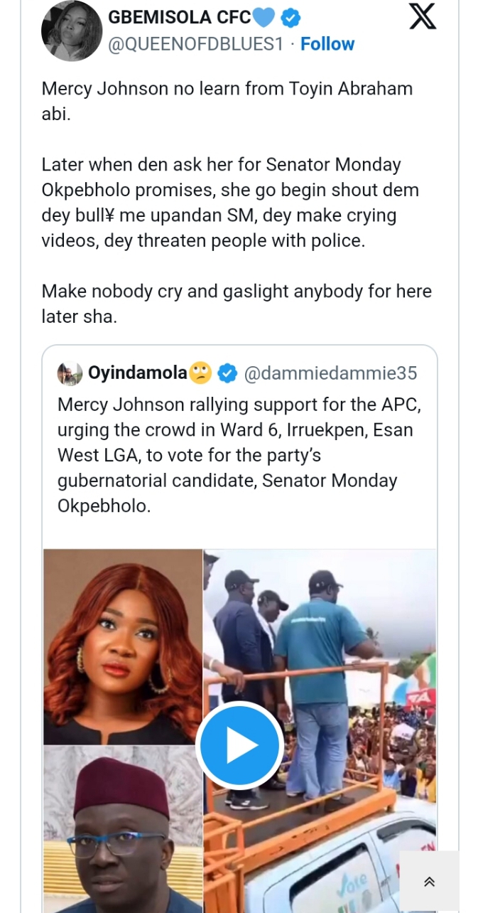 Mercy Johnson Slammed For Campaigning For APC Edo Governorship Candidate [Video]