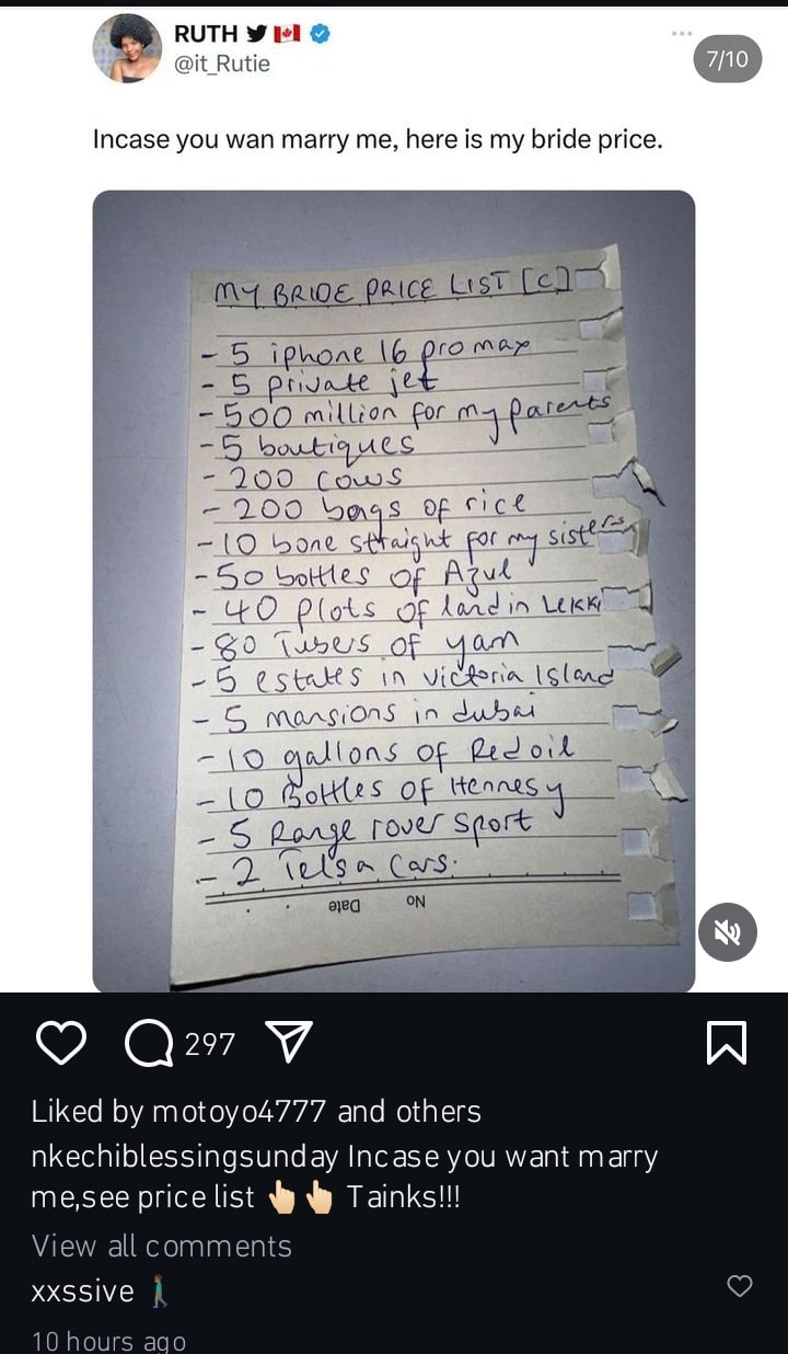 Nkechi Blessing Lists 200 Cows, 5 iPhone 16 Promax, 5 Dubai Mansions, And More As Her Bride Price