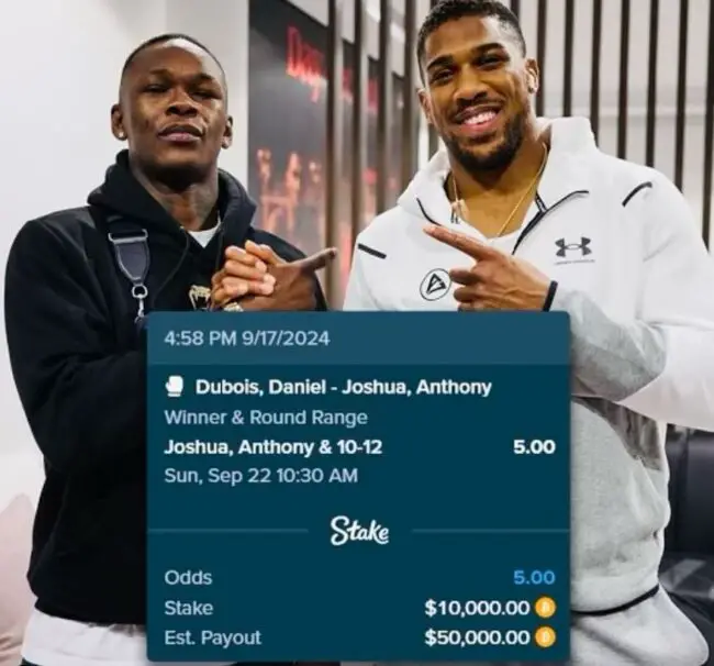 Israel Adesanya Bets N16.45m On Anthony Joshua To Defeat Daniel Dubois In IBF Title Fight