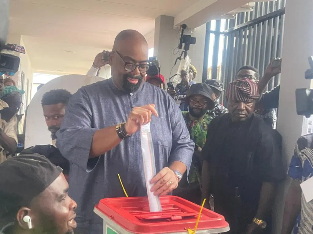 Edo Election: LP Candidate, Olumide Akpata Cast His Vote With Smiles [Photos]