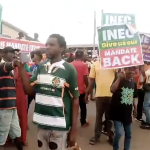 PDP Supporters Protest At INEC Office, Demand Reversal Of Edo Governorship Election Results