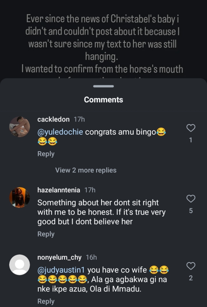 Reactions As Christabel Forsman Announces She Has A Child With Yul Edochie