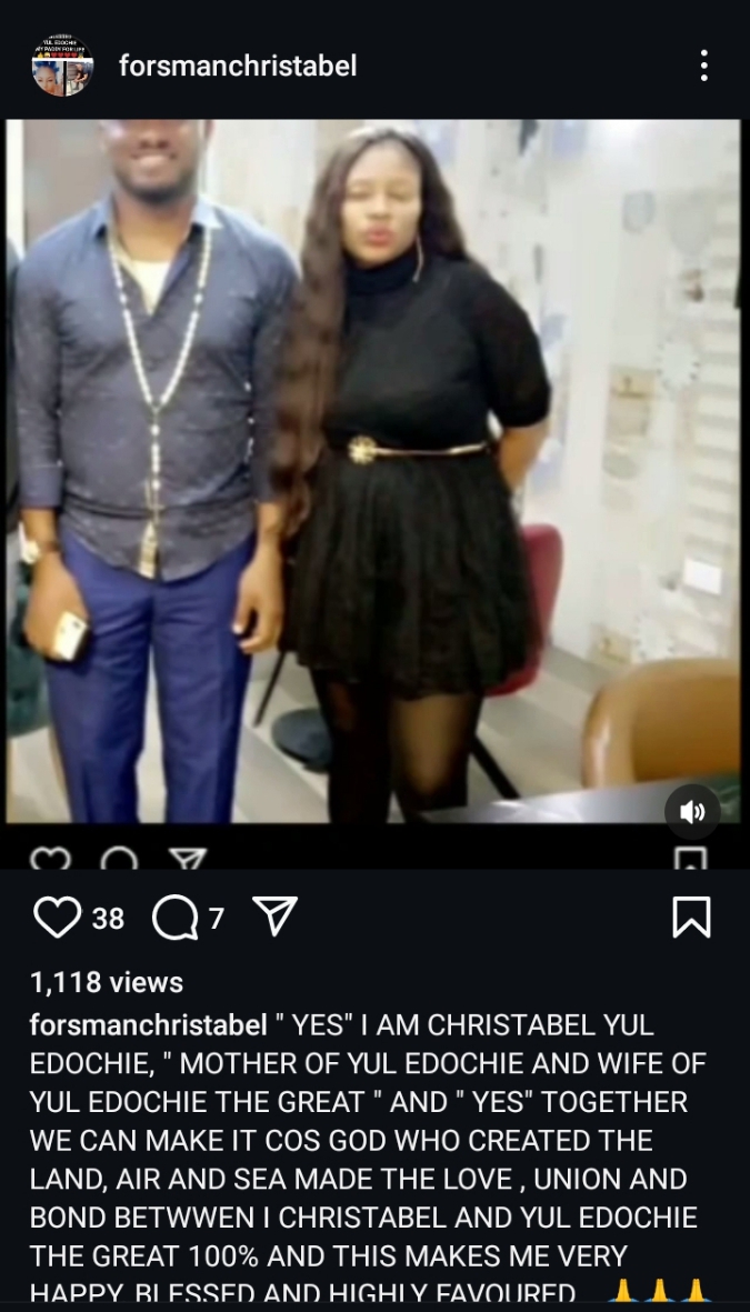 Reactions As Christabel Forsman Announces She Has A Child With Yul Edochie
