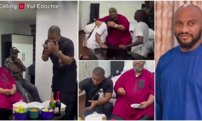 Alex Ekubo Visits Pete Edochie, Calls Yul On Phone To Calm His Father’s Worries [Video]
