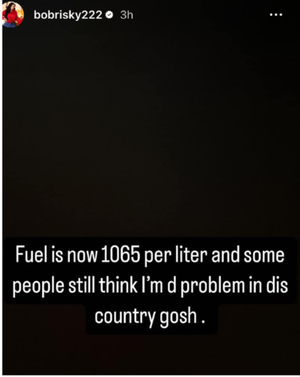 "Fuel Is Now N1,065 And People Still Think I’m The Problem In This Country" - Bobrisky