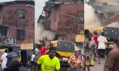 Watch Moment Two-Storey Building Collapsed In Orile Iganmu, Lagos [Video]
