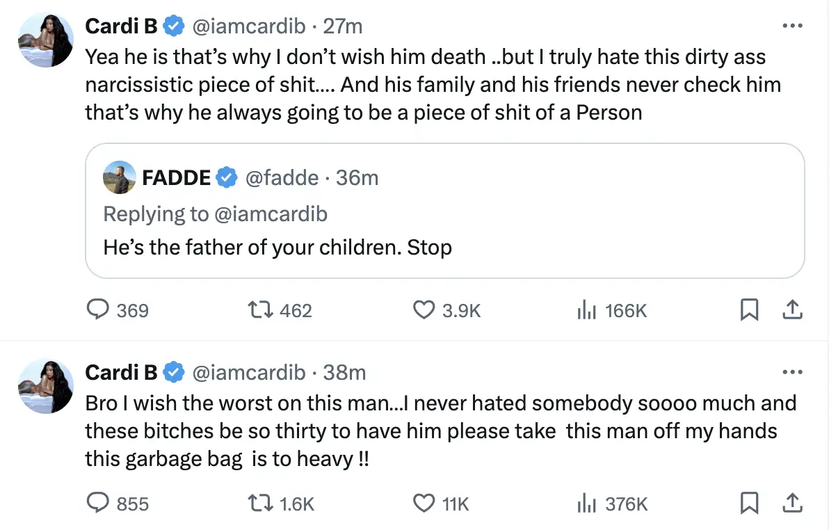 "I Wish The Worst On This Man, I Never Hated Somebody So Much" - Cardi B Attacks Offset