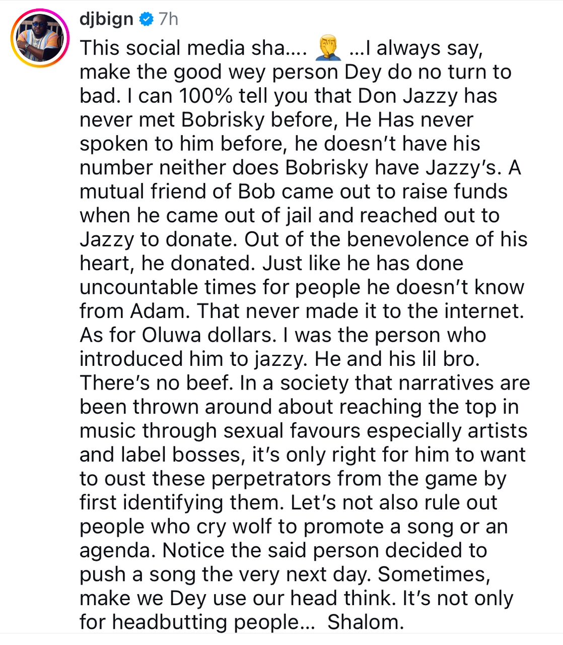 Don Jazzy Has Never Met Or Spoken To Bobrisky, Yet Offered Him Financial Help - DJ Big N