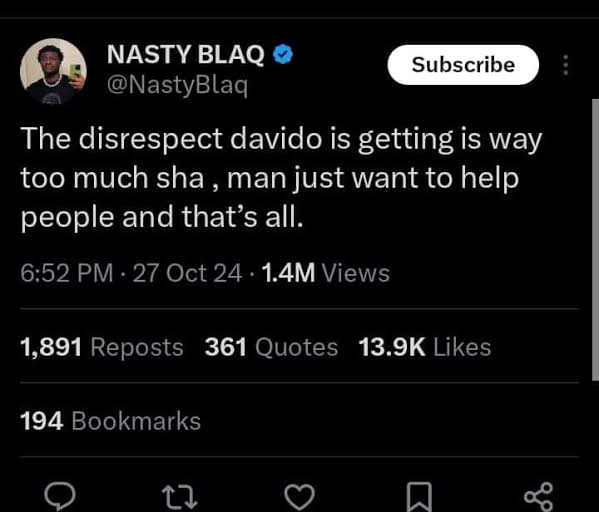 "Disrespect Towards Davido Too Much, He Just Wants To Help People" – Nasty Blaq
