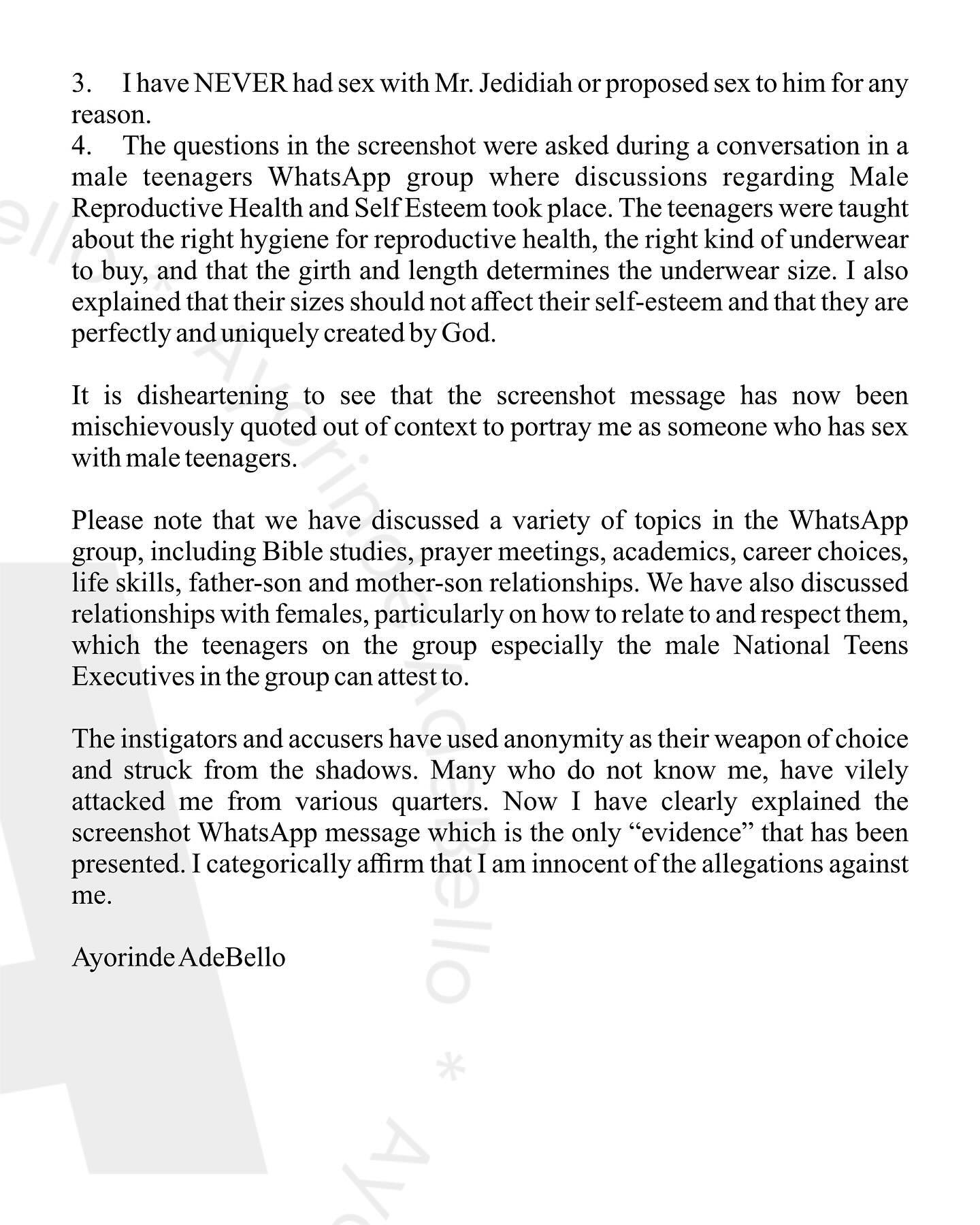 "I've Never Had Sεx With Any Man" - RCCG Pastor Ayorinde AdeBello Denies Homosexuality Allegations