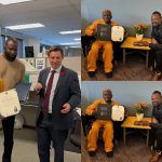 Portable Reacts As He Receives Award From Mayor In Canada [Photos]