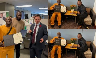 Portable Reacts As He Receives Award From Mayor In Canada [Photos]