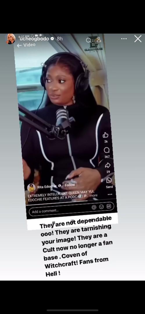 "Your Fans Are Not Dependable, They're From Hell'' - Uche Ogbodo Tackles May Edochie