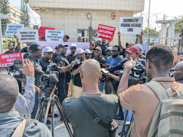 Chevron Pensioners Stage Protest In Lagos Over Unresolved Grievances [Photos]