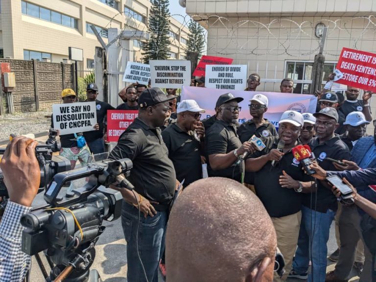 Chevron Pensioners Stage Protest In Lagos Over Unresolved Grievances [Photos]