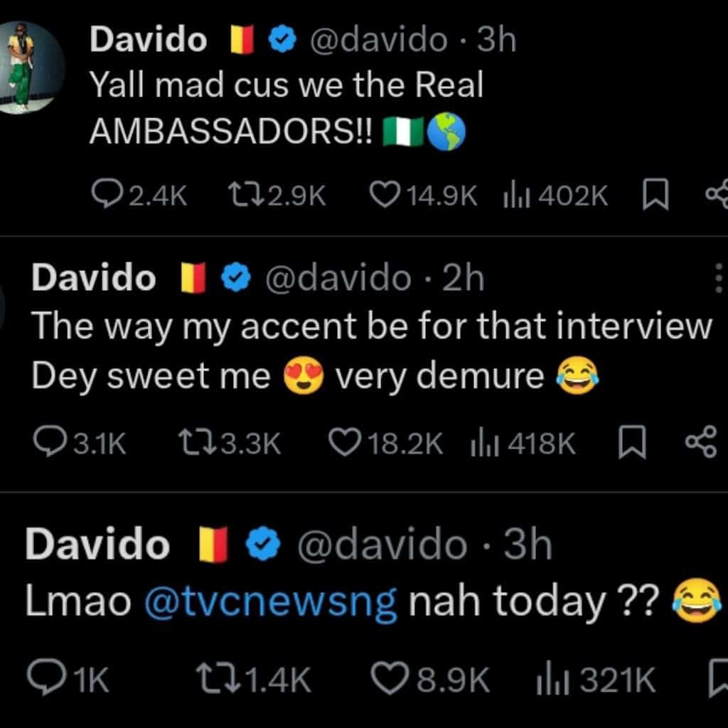 Davido Taunts TVC And Nigerians Dragging Him Over His Comments On Nigeria's Economy 2 Davido Taunts TVC And Nigerians Dragging Him Over His Comments On Nigeria's Economy