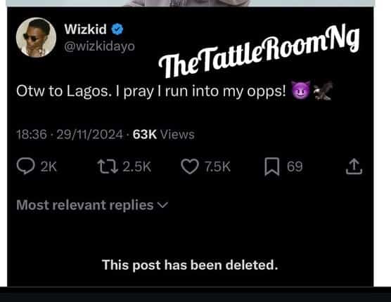 “I Pray I Run Into My Opps In Lagos” - Wizkid