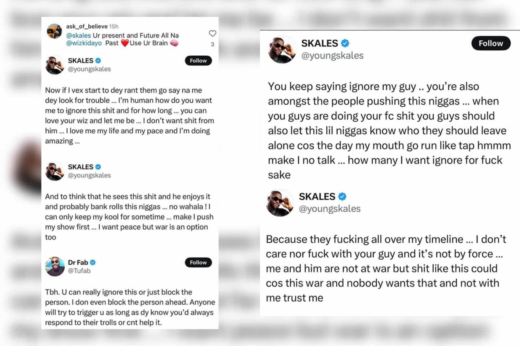 "Wizkid Enjoys His Fan's Toxicity And He Probably Bankrolls Them” – Skales