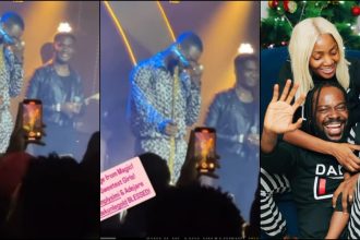 Adekunle Gold Cries On Stage Over Wife And Daughter's Message During Concert [Video]