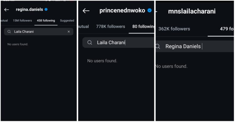 Regina Daniels And Ned Nwoko Sparks Marriage Crisis As They Unfollow Co-Wife, Laila Charani 2 Regina Daniels And Ned Nwoko Sparks Marriage Crisis As They Unfollow Co-Wife, Laila Charani