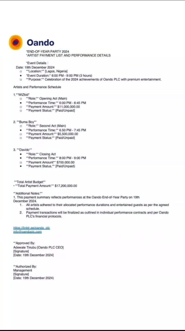 Wizkid, Davido, Burna Boy Perform At Oando PLC’S Party In Lagos, Payment Leaked [Video]