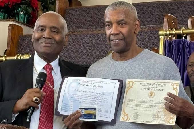 Denzel Washington Gets Baptised, Receives License To Become A Minister [Photos/Video]