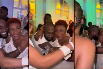 Davido Meets And Hugs Burna Boy’s Mother At Tony Elumelu’s All-White Party [Video]