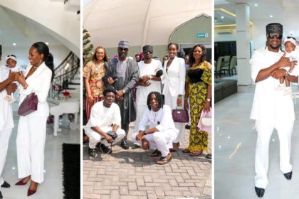 Paul Okoye And Wife Ivy Ifeoma Dedicate Their Daughter In Church