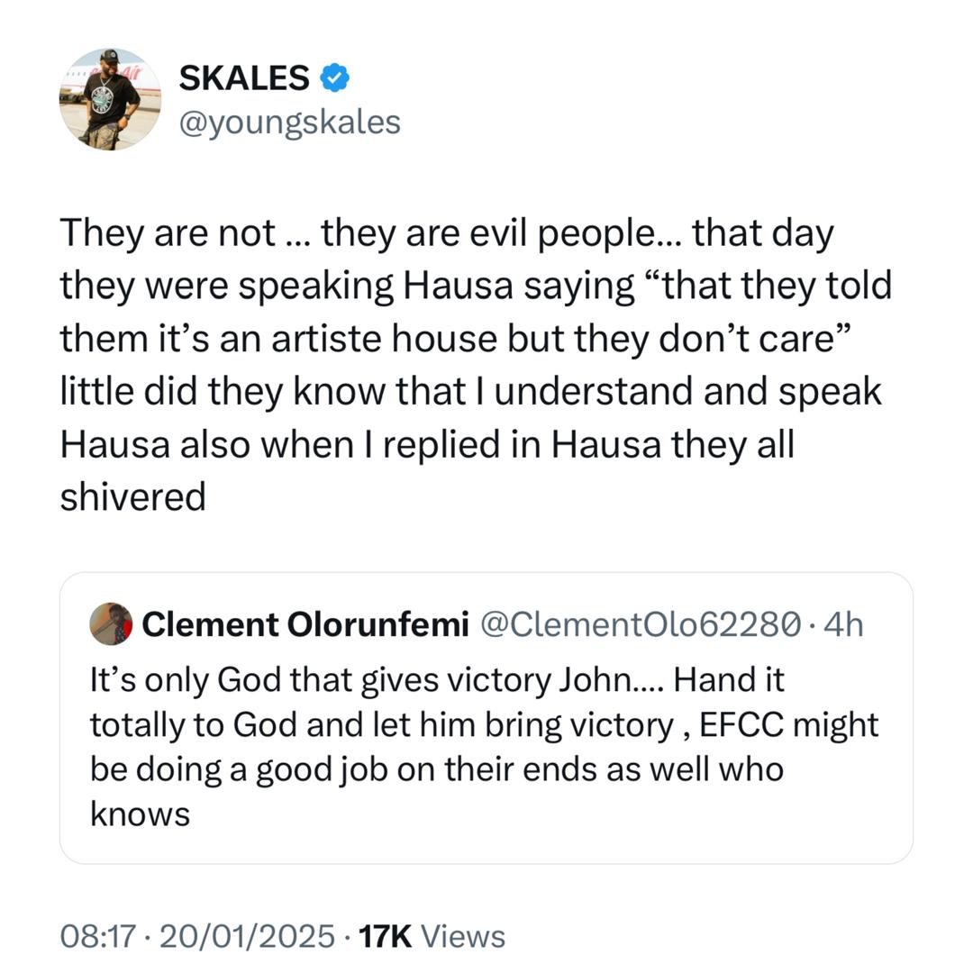 "They Deserve It" - Skales Reacts To Killing Of EFCC Officer During Anambra Raid