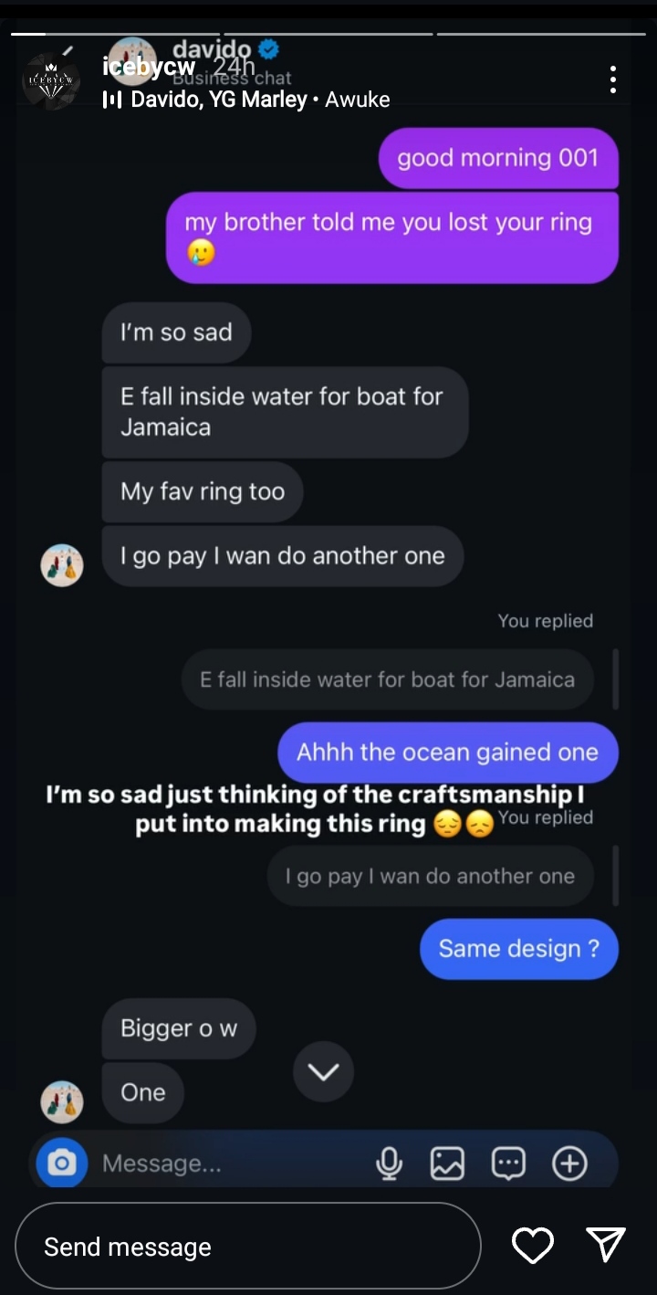 Davido Expresses Sadness As He Loses His Expensive Ring In Jamaica