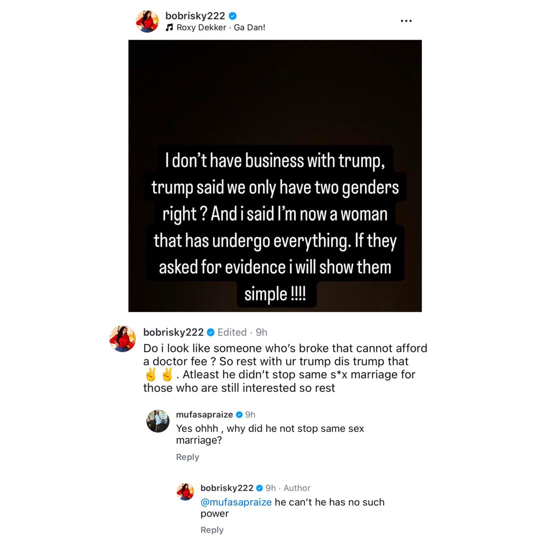 Donald Trump Lacks Power To Stop Same-Sex Marriage In United States - Bobrisky
