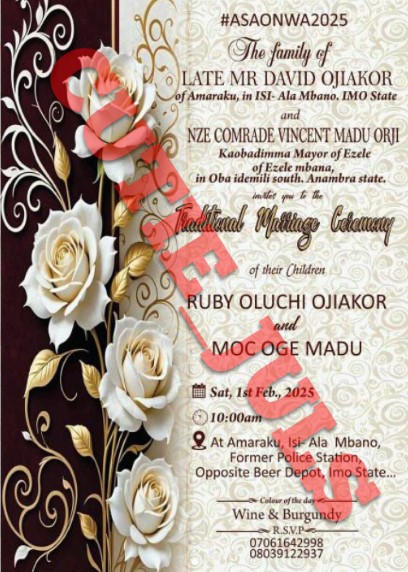 Ruby Ojiakor's Wedding Plans With Oge Madu Revealed As Invitation Leaks Online 2 Ruby Ojiakor's Wedding Plans With Oge Madu Revealed As Invitation Leaks Online