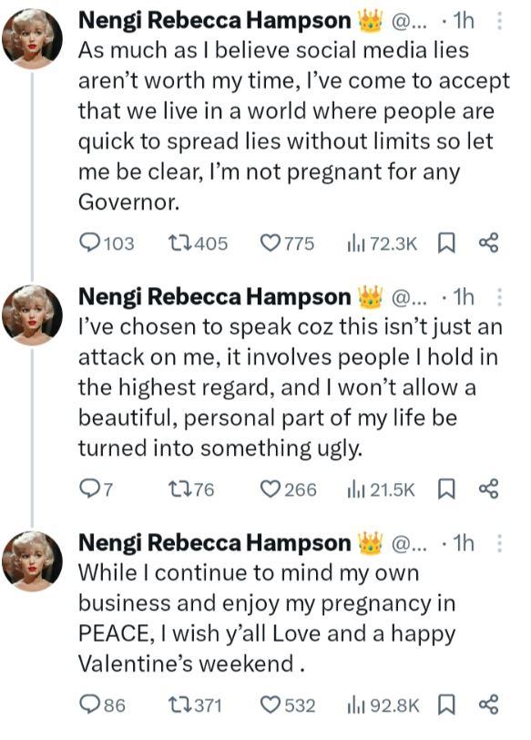 BBNaija Star, Nengi Addresses Rumours Of Having A Baby With Married Governor