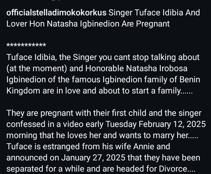 Natasha Osawaru Reportedly Expecting Her First Child With 2face Idibia