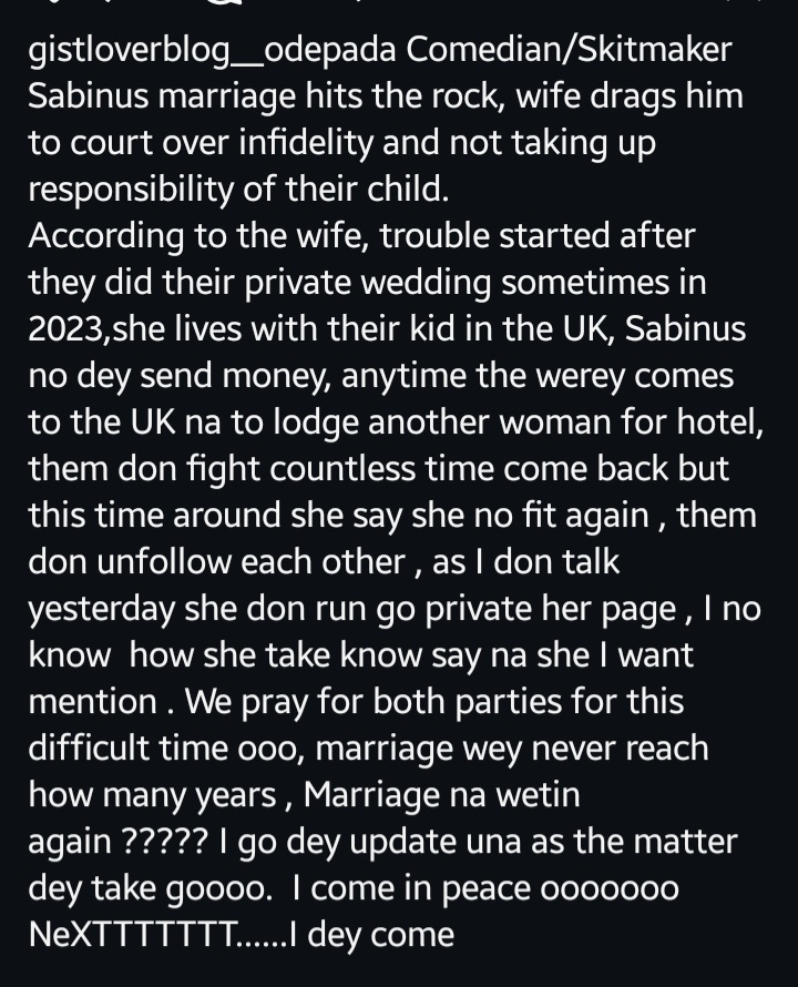Sabinus' Marriage Crashes As Wife Accuses Him Of Infidelity And Abandonment 3 Sabinus' Marriage Crashes As Wife Accuses Him Of Infidelity And Abandonment