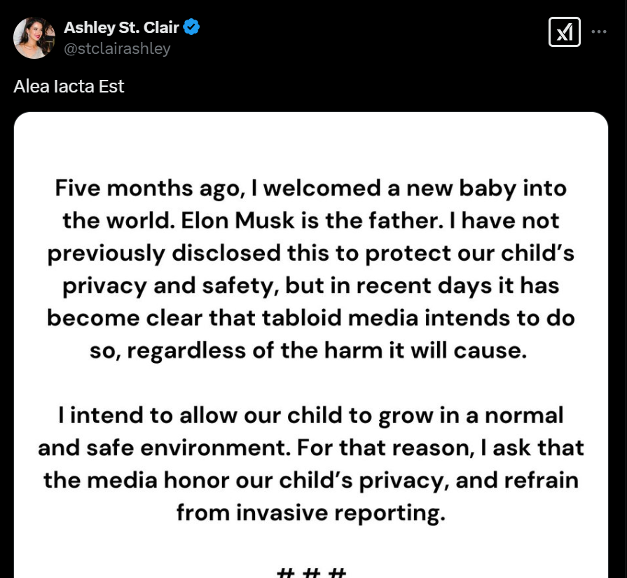 Elon Musk's Alleged Baby Mama, Ashley St. Clair Accuses Him Of Ghosting Her After Child Birth