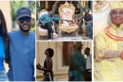 2Face Idibia And Natasha Osawaru Visits Her Grandfather, Esama Of Benin’s Palace [Video]