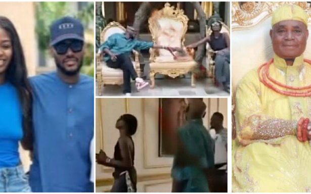 2Face Idibia And Natasha Osawaru Visits Her Grandfather, Esama Of Benin’s Palace [Video]