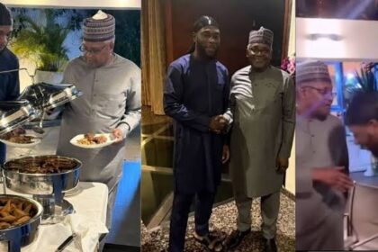 Burna Boy Meets Aliko Dangote As They Break Ramadan Fast Together [Photos/Video]