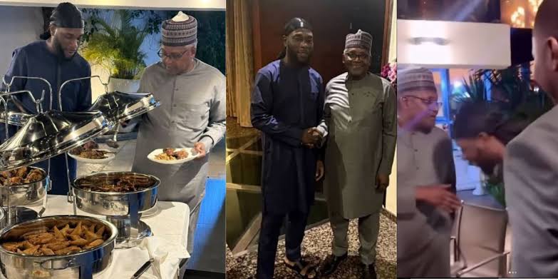 Burna Boy Meets Aliko Dangote As They Break Ramadan Fast Together [Photos/Video]