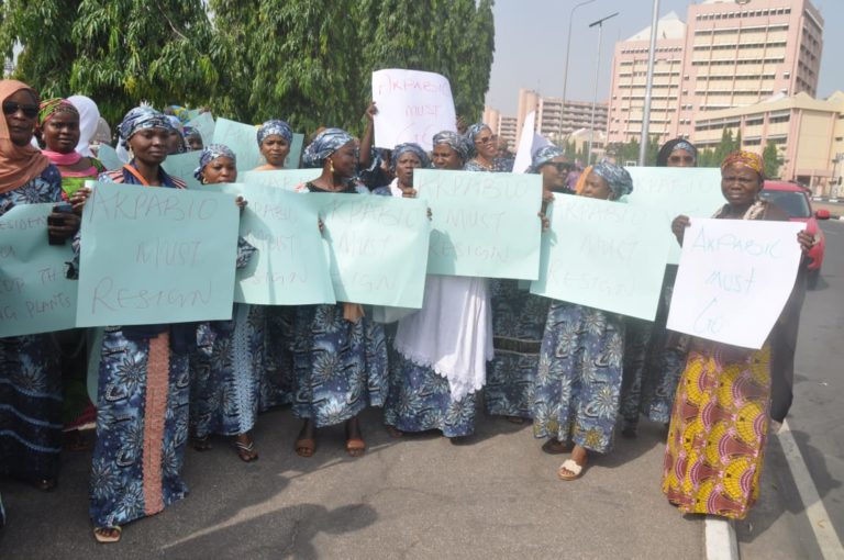 "Akpabio Must Go" - Protest Rocks National Assembly In Support Of Natasha Akpoti [Photos]