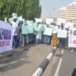 "Akpabio Must Go" - Protest Rocks National Assembly In Support Of Natasha Akpoti [Photos]