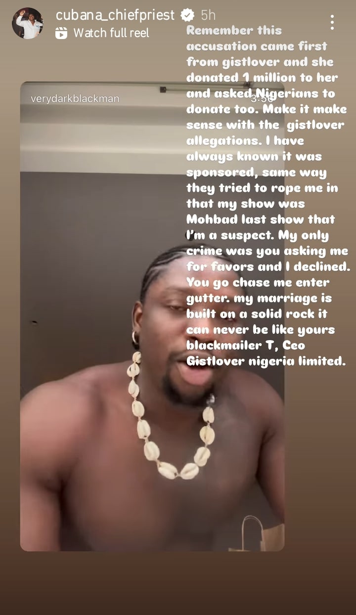"My Marriage Is Built On Solid Rock, It Can’t Be Like Yours” – Cubana Chief Priest Shades Tonto Dikeh