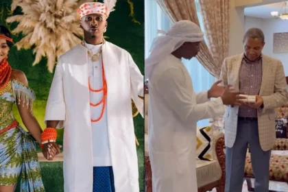 Juma Jux And Priscilla Ojo Visit Tanzanian Ex-President, Invite Him To Their Lagos Wedding [Video]
