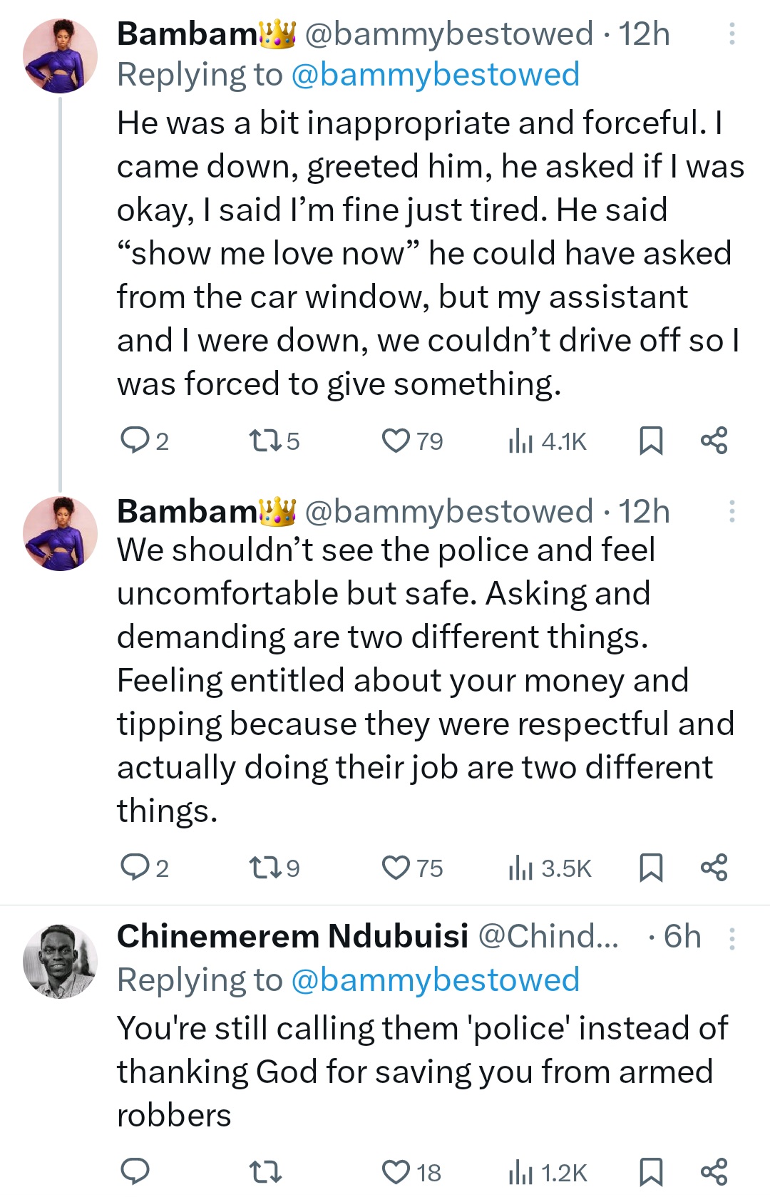 BamBam Accuses Nigerian Police Of 'Forcing' Her To Give Them Money 3 BamBam Accuses Nigerian Police Of 'Forcing' Her To Give Them Money