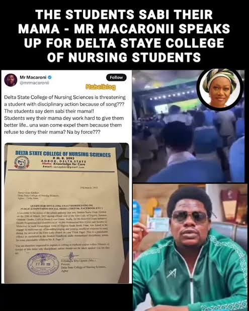 Mr Macaroni Reacts As Delta Nursing School Sanctions Student Over Remi Tinubu's Song