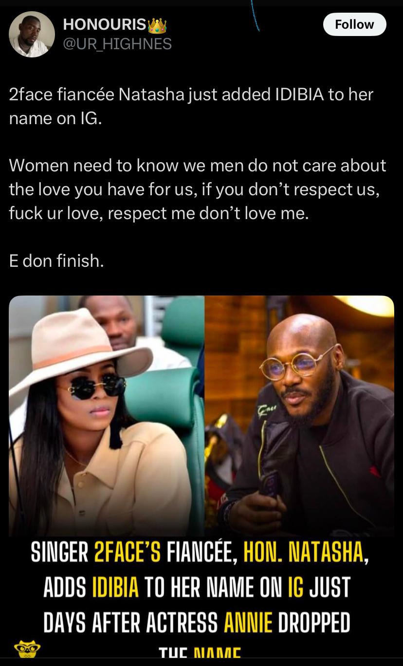 Reactions As 2Face’s New Lover Natasha Osawaru Adopts "Idibia" As Her Surname