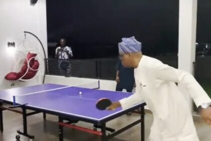 Nyesom Wike Seen Playing Table Tennis Amid Claims He Suffered Partial Stroke [Video]